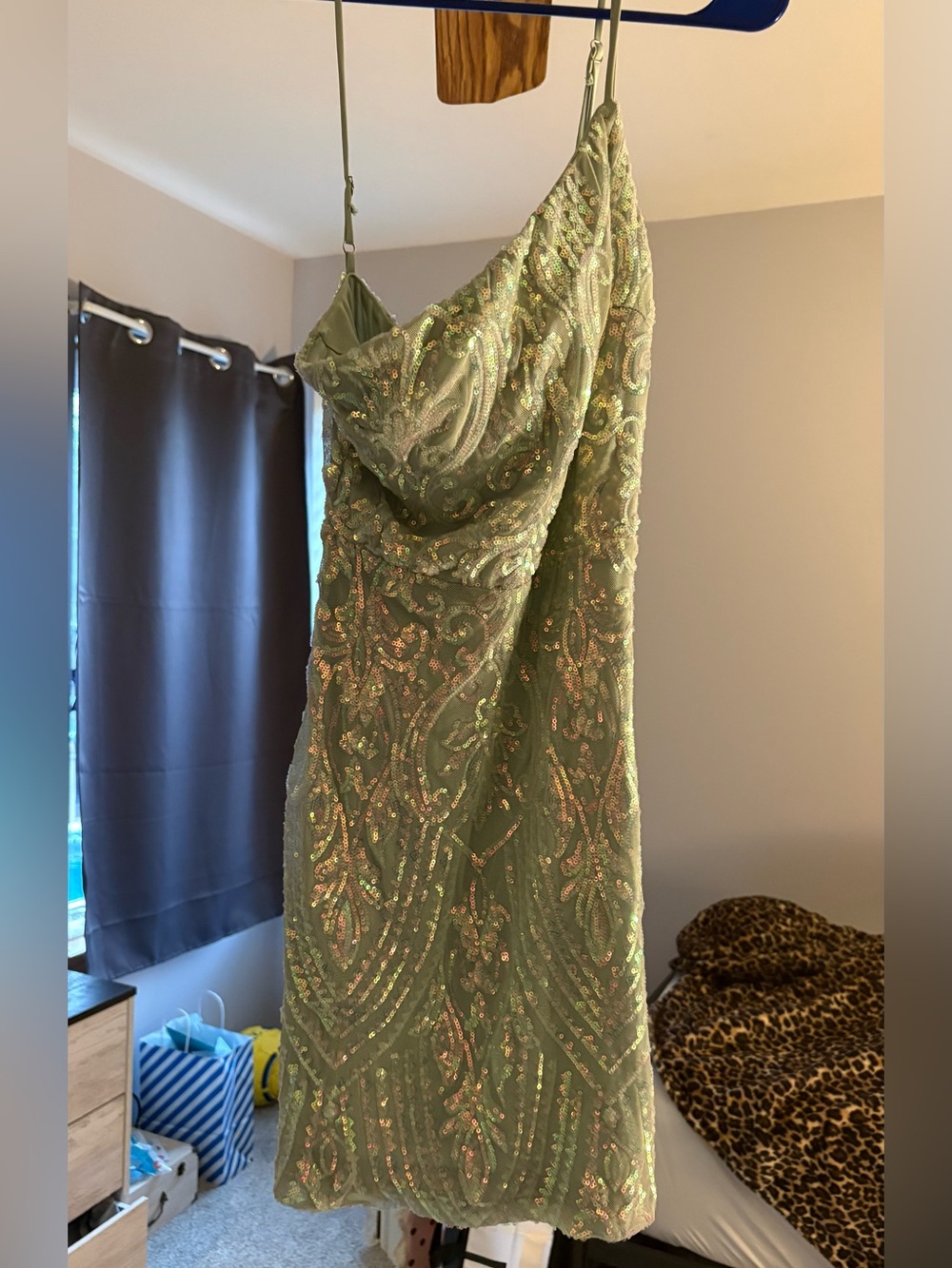 Windsor One-Shoulder Olive Sequin Homecoming Dress